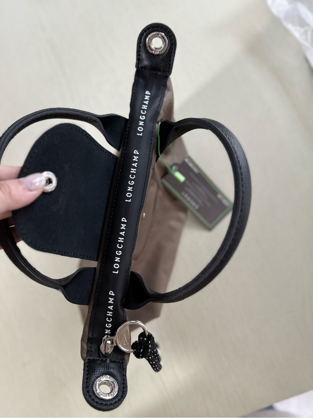 Longchamp Mini Tote in Brown with Black Trim - Picture 3 of 6